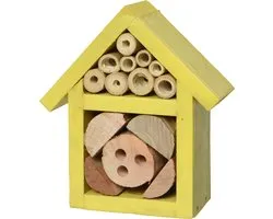 Klein maison à papillons jaune/maison à abeilles/hôtel à guêpes pour insectes 11 cm - Décoration de jardin - Animal friendly - Hotel/maison à insectes - Maison à abeilles/maison à papillons/maison à coccinelles