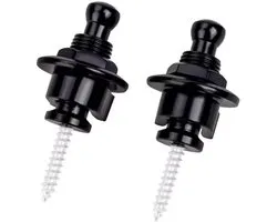2 x Fixations pour sangles noirs pour guitare - Strap Locks - Zwart - Verrouillage de sangle de guitare - Verrouillage de sangle de guitare - Bloc de sangle de guitare - Fixation Strappin - Bouton de bloc de sangle - 2 pièces