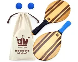 Frescobol Paddle Set - Strandrackets Set - Strandspel - Massief Houten Constructie - 16.5" Long - Meerkleurig