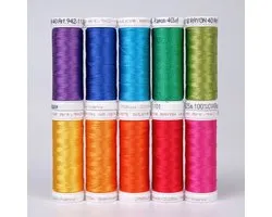 SULKY RAYON 40 - COLOUR WHEEL (10x 225m Snap Spools) - Ensemble de couture - ensemble de fils - fil à coudre - Couture - Broderie - Patchwork - Roue chromatique - Arc-en-ciel