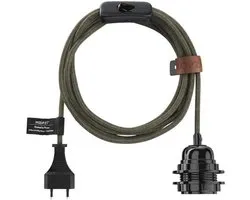 4.5m Fabric Electricity Cable - E27 Fitting with Switch for Pendant Lights, Wall Lamps and Mood Lighting