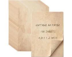 100 Sheets Vintage Paper A4, 100GSM Double-Sided Retro Parchment Paper for Writing and Printing, Suitable for Inkjet / - ShopVlot