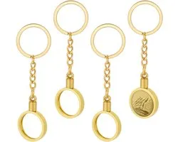 FINGERINSPIRE 4pcs Coin Holder Keychain Round Locket Holder Alloy Keychain for Challenge Coins Collector Coins Commemorative Coins Custom Medallions Souvenirs