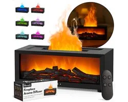 Boncy® Fireplace Aroma Diffuser – Humidificateur d'air Diffuseurs d'arômes avec 9 Options de Lumière & Télécommande – Diffuseur de Parfum Nébuliseur – Aromathérapie Diffuseurs d'arômes - Convient pour les huiles essentielles - Vaporisateur Atomiseur