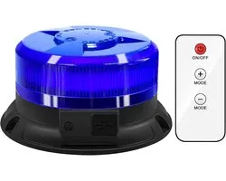 antom Round Light Battery with Remote Control 9 Flash Patterns 12V 24V Blue Warning Light LED Magnet with Car Charger - ShopVlot
