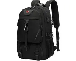 REDOM Rugzak Backpack 80L - Multifunctioneel - USB-poort - Verlichting - Schoenenvak - Grote Capaciteit - Reis Rugzak - Outdoor - Ruime Opbergruimte - Meerdere Vakken - Zwart