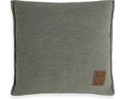 Knit Factory Uni Sierkussen - Vierkant kussen - Kussen woonkamer - Bank kussen - Decoratie kussen - Urban Green - 50x50 cm - Kussenhoes inclusief kussenvulling