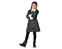 Rubies - Horror Films Kostuum - Wednesday Addams Back To School - Meisje - Zwart - Maat 128 - Halloween - Verkleedkleding