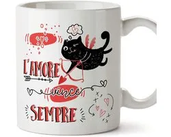 Keramische Koffiemok Italiaanse Tekst L'amore Vince Semper Cadeau