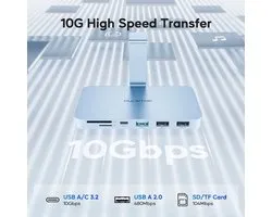 USB-C Hub Voor iMac - Silver - 6 Poorten - USB A/C 10Gbps - SD TF Kaartlezer - Voor iMac M1 M3 M4 Studio Display