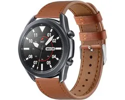 Bracelet Strap-it Smartwatch 22mm - bracelet en cuir adapté pour Samsung Galaxy Watch 46mm / Galaxy Watch 3 45mm / Gear S3 Classic & Frontier - Amazfit GTR 2 / GTR 3 - Huawei Watch GT 2 46mm / GT 3 46mm - marron lisse - 22mm