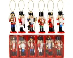 Springos Notenkraker Kerst | Houten Soldaat | Kerstversiering | 6 Stuks | Multicolor | 6 cm