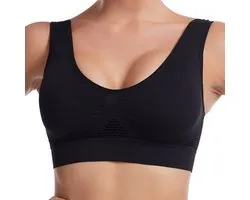 Soutien-gorge de Sport Sans Couture Confortable sans Armature pour Dames - Design Mesh Respirant avec Dos Ouvert - Doux et Supportant - Idéal pour le yoga, la fitness, le pilates, la course à pied et les entraînements quotidiens - noir - L