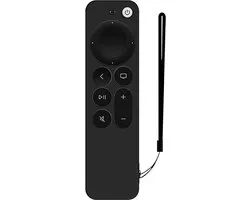 DrPhone AT3 Siliconen Case – Geschikt voor Apple TV 4K Siri Remote 2nd/3rth Gen / 2021/2022 Afstandsbediening - Zachte Cover – Anti-slip & Schokbestendig met Draagkoord - Zwart