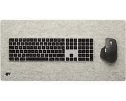 Oakywood Felt & Cork Desk Mat Stone Grey - Medium 30 x 62 cm - Luxe Bureau Onderlegger van Wolvilt & Kurk