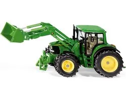 SIKU 3652, John Deere Tractor met voorlader, 1:32, metaal/kunststof, groen, beweegbare voorlader, verwijderbare bestuurderscabine