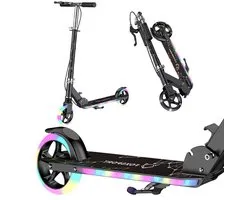 FOXSPORT Kinderstepjes - Kinderstep - Step - Kinderscooter - LED-verlichting in wielen & voetplateau - Draagkracht tot 100 kg - Kick Step - Voor Jongens en Meisjes - Vanaf 3-12 Jaar - Drie instelbare hoogte-opties - Zwart