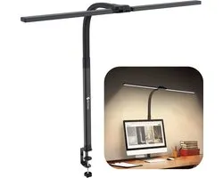 Siltcon® Bureaulamp – Bureau lamp LED Dimbaar – Bureaulamp met Klem – Tafellamp – Hobbylamp - Klemlamp - Afstandsbediening - Touch Screen- 2.700 K tot 6.500 K - Premium Staal