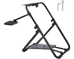 Support de guidon VEVOR Race avec pédale de 0° à 40 ° - Hauteur réglable de 600 à 830 mm - Cadre pliable en acier au carbone - pour Logitech, Thrustmaster, Fanatec, Hori, Mad Catz - 80*72*83 cm Zwart