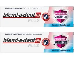 Blend-a-dent - Plus Premium kleefcrème – Anti-Kruimel formule - voor gebit en deelprothese - Voordeelset 2 stuks a 40 gram! - Frisse smaak.