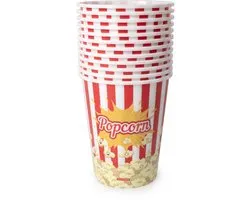 Plasticforte Popcorn bak - rood/wit retro print - kunststof - 15 x 18 cm - 2.0 liter - herbruikbaar