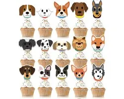15 Pièces Décorations Gâteau Chiot - Adorables Chiens Cupcake Toppers pour Fêtes