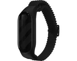Strap-it Activity Tracker Strap - Bracelet en nylon tressé adapté pour Xiaomi Mi Band 5 / Mi Band 6 / Mi Band 7 - Noir