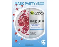Garnier SkinActive - Hydra Bomb Sheet Mask met Granaatappel - Gezichtsmasker - 5 Stuks - Voordeelverpakking