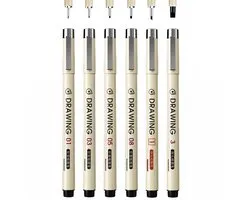 Ainy - Micro Fineliners Zes watervast - set van 6 zwart fineliner | fine liner kawaii manga / anime tekenen op schetsboek | bullet journal | handlettering | Pigment liner penselen | calligraphy pennen