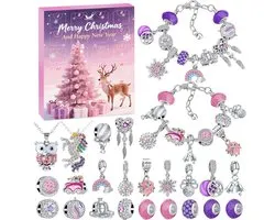 Calendrier de l'Avent 2025 - Coffret cadeau collier - Compte à rebours de 24 jours avec Breloques en métal - Design festif Classique - Perfect pour Noël et Pâques - Cadeau festif - Design festif - Métal durable