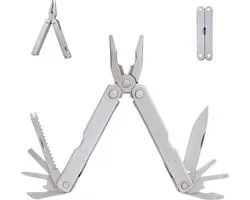 Lomera Multitool met 15 Functies - Outdoor Tool - Zakmes - Schroevendraaier - Tang - Flessenopener - Roestvrij Staal - Opbergtasje - Camping Gereedschap - Gereedschap Gadget - Handig voor Outdoor - Compact Ontwerp