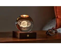 Objet Gingko Amber Crystal Light - Laser 3D Saturne - Noyer