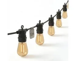 Calex Lichtsnoer 10m - Lichtslinger voor Buiten - Tuinverlichting - Terrasverlichting Warm Wit Licht