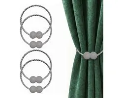 Hion Magnetic Curtain Holders, Grey, 4 Pieces, Curtain Holders, Buckles, Holdbacks Holder, Hook Clip for Home - ShopVlot
