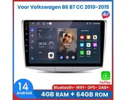 Autoradio Awesafe 8 Core 4+64 Go compatible avec Volkswagen B6 B7 CC (2010 à 2015) - Carplay sans fil, Android Auto, écran tactile, Navigation GPS, 4G, WiFi, Mirror Link, FM , RDS 32EQ, DSP, SWC, Bluetooth - 2010, 2011, 2012, 2013, 2014, 2015
