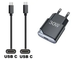 Chargeur rapide OneOne 30W + câble USB C vers C robuste de 1,5 m. Chargeur GAN. Adaptateur chargeur PD PPS compatible avec Google Pixel 7, 7 Pro, 8, 8a, 8 Pro, 9, 9 Pro, 9 Pro XL, 9 Fold, 10, 10 Pro, 10 Pro XL, 10 Pro Fold, C, XL
