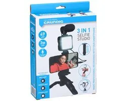 Edco Vlog Kit 3-in-1 Selfiestudio met LED-lamp en microfoon.