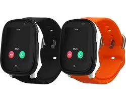 kwmobile horlogeband geschikt voor Xplora X6 Play - Maat S - 2x siliconen armband voor fitnesstracker in zwart / oranje
