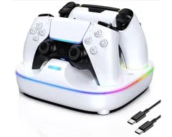 Station de charge adaptée pour manette Playstation 5 Chargeur-Adapté pour station de charge Playstation 5 (PS5) DualSense-adapté pour manette PS5 Dual Sense/Edge-avec 10 lumières RGB-adapté pour accessoire PS5