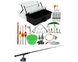 XQMax Vishengel Set - 117-delige Viskoffer met Telescopische Hengel - Visspullen - Kunstaas - Hengelsport - Uitschuifbare Werphengel - Voor Jong & Oud