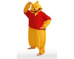 KIMU Combinaison Costume Ours Jaune - Taille ML - Costume Ours Ours Combinaison Pyjama Costume Maison Adultes Femmes Hommes Winnie Polaire Ensemble Cadeau de Noël
