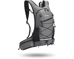 CarryQuest® - Compacte Waterdichte Wandelrugzak - Slijtvaste Polyester/Nylon Sportopbergtas met Rugventilatie, Front-/Toploader & Lichtgewicht Outdoor Design - 46x20x9 cm - Grijs