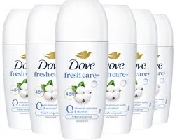 Dove Fresh Care+ Deodorant Roller - 0% Aluminiumzouten - Fresh Original - 6 x 50 ml
