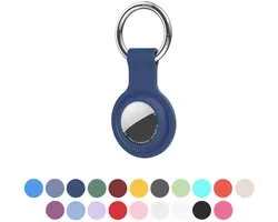 JUALL AirTag Porte-clés - AirTag Hanger - AirTag Case - Convient pour Apple AirTag - Siliconen Bleu foncé