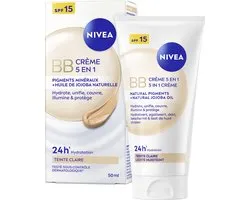NIVEA Essentials 5in1 BB Dagcrème Licht SPF 15 - BB Cream - Jojoba-olie - Hydrateert en Camoufleert - Gekleurde Dagcrème - 50 ml