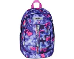 Seven Dual School Backpack, Purple Double Compartment, 31 Litre Capacity with PC Bag, Drinking Bottle and Organizer Bag, Middle and Higher Schools, for Girls, Purple, One Size