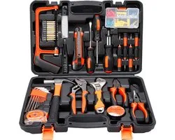 Boîte à Outils Vertrex remplie - Outils - Ensemble d' Mallettes à outils - Ensemble de tournevis - Mètre à ruban - Mètre à ruban - Marteau - Jeu d'embouts - Jeu de clés Allen - Détecteur de tension - Scie - Couteau Stanley