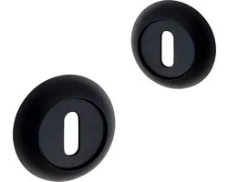 Eliot rond - rosace de porte - clé barbe - noir mat - lot de 2 pièces