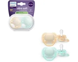Philips Avent Ultra Soft Fopspeen - 0-6 Mnd - 2 Stuks - Plant-based