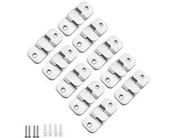 10 Pairs Interlocking Flush Mount Brackets for Furniture Connectors - Stainless Steel Wall Mount Hardware